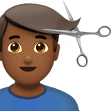 Apple design of the man getting haircut: medium-dark skin tone emoji verson:ios 16.4