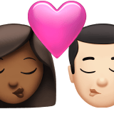 Apple design of the kiss: woman man medium-dark skin tone light skin tone emoji verson:ios 16.4