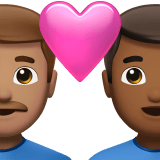 Apple design of the couple with heart: man man medium skin tone medium-dark skin tone emoji verson:ios 16.4