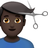 Apple design of the man getting haircut: dark skin tone emoji verson:ios 16.4