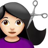Apple design of the woman getting haircut: light skin tone emoji verson:ios 16.4