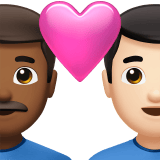 Apple design of the couple with heart: man man medium-dark skin tone light skin tone emoji verson:ios 16.4