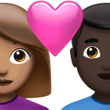 Apple design of the couple with heart: woman man medium skin tone dark skin tone emoji verson:ios 16.4