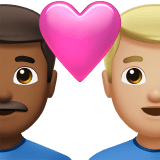 Apple design of the couple with heart: man man medium-dark skin tone medium-light skin tone emoji verson:ios 16.4