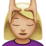 Apple design of the woman getting massage: medium-light skin tone emoji verson:ios 16.4