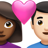 Apple design of the couple with heart: woman man medium-dark skin tone light skin tone emoji verson:ios 16.4