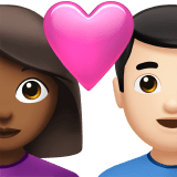 Apple design of the couple with heart: woman man medium-dark skin tone light skin tone emoji verson:ios 16.4
