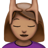 Apple design of the woman getting massage: medium skin tone emoji verson:ios 16.4