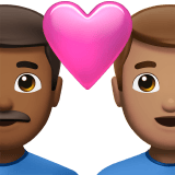 Apple design of the couple with heart: man man medium-dark skin tone medium skin tone emoji verson:ios 16.4