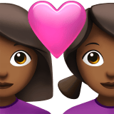 Apple design of the couple with heart: woman woman medium-dark skin tone emoji verson:ios 16.4