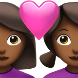 Apple design of the couple with heart: woman woman medium-dark skin tone emoji verson:ios 16.4