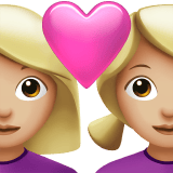 Apple design of the couple with heart: woman woman medium-light skin tone emoji verson:ios 16.4