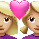 Apple design of the couple with heart: woman woman medium-light skin tone emoji verson:ios 16.4