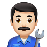 Apple design of the man mechanic: light skin tone emoji verson:ios 16.4