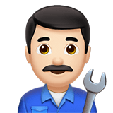 Apple design of the man mechanic: light skin tone emoji verson:ios 16.4