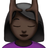 Apple design of the woman getting massage: dark skin tone emoji verson:ios 16.4