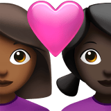 Apple design of the couple with heart: woman woman medium-dark skin tone dark skin tone emoji verson:ios 16.4