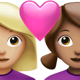 Apple design of the couple with heart: woman woman medium-light skin tone medium skin tone emoji verson:ios 16.4