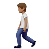 Apple design of the person walking: medium skin tone emoji verson:ios 16.4