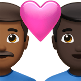 Apple design of the couple with heart: man man medium-dark skin tone dark skin tone emoji verson:ios 16.4