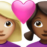 Apple design of the couple with heart: woman woman medium-light skin tone medium-dark skin tone emoji verson:ios 16.4