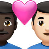 Apple design of the couple with heart: man man dark skin tone light skin tone emoji verson:ios 16.4