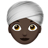 Apple design of the woman wearing turban: dark skin tone emoji verson:ios 16.4