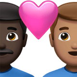 Apple design of the couple with heart: man man dark skin tone medium skin tone emoji verson:ios 16.4