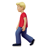 Apple design of the man walking: medium-light skin tone emoji verson:ios 16.4