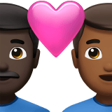 Apple design of the couple with heart: man man dark skin tone medium-dark skin tone emoji verson:ios 16.4