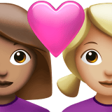 Apple design of the couple with heart: woman woman medium skin tone medium-light skin tone emoji verson:ios 16.4