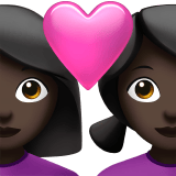 Apple design of the couple with heart: woman woman dark skin tone emoji verson:ios 16.4