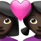 Apple design of the couple with heart: woman woman dark skin tone emoji verson:ios 16.4