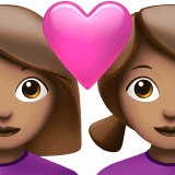 Apple design of the couple with heart: woman woman medium skin tone emoji verson:ios 16.4