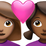 Apple design of the couple with heart: woman woman medium skin tone medium-dark skin tone emoji verson:ios 16.4