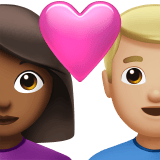 Apple design of the couple with heart: woman man medium-dark skin tone medium-light skin tone emoji verson:ios 16.4