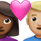 Apple design of the couple with heart: woman man medium-dark skin tone medium-light skin tone emoji verson:ios 16.4