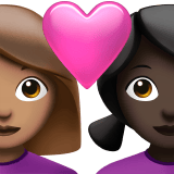 Apple design of the couple with heart: woman woman medium skin tone dark skin tone emoji verson:ios 16.4
