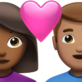 Apple design of the couple with heart: woman man medium-dark skin tone medium skin tone emoji verson:ios 16.4