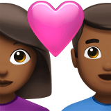 Apple design of the couple with heart: woman man medium-dark skin tone emoji verson:ios 16.4