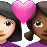 Apple design of the couple with heart: woman woman light skin tone medium-dark skin tone emoji verson:ios 16.4