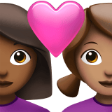 Apple design of the couple with heart: woman woman medium-dark skin tone medium skin tone emoji verson:ios 16.4