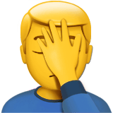 Apple design of the man facepalming emoji verson:ios 16.4