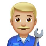 Apple design of the man mechanic: medium-light skin tone emoji verson:ios 16.4