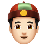 Apple design of the person with skullcap: light skin tone emoji verson:ios 16.4