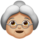 Apple design of the old woman: medium-light skin tone emoji verson:ios 16.4