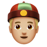 Apple design of the person with skullcap: medium-light skin tone emoji verson:ios 16.4