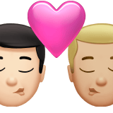Apple design of the kiss: man man light skin tone medium-light skin tone emoji verson:ios 16.4
