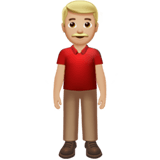 Apple design of the man standing: medium-light skin tone emoji verson:ios 16.4