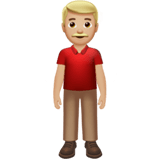 Apple design of the man standing: medium-light skin tone emoji verson:ios 16.4
